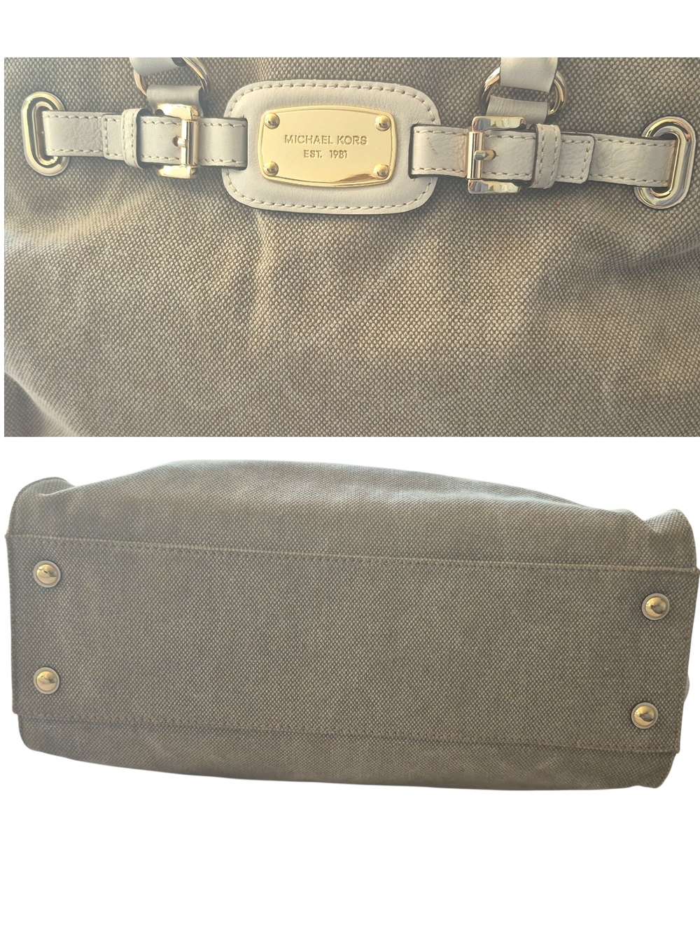 Michael Kors Hamilton Taupe Tote with Gold Hardware - Picture 6 of 9